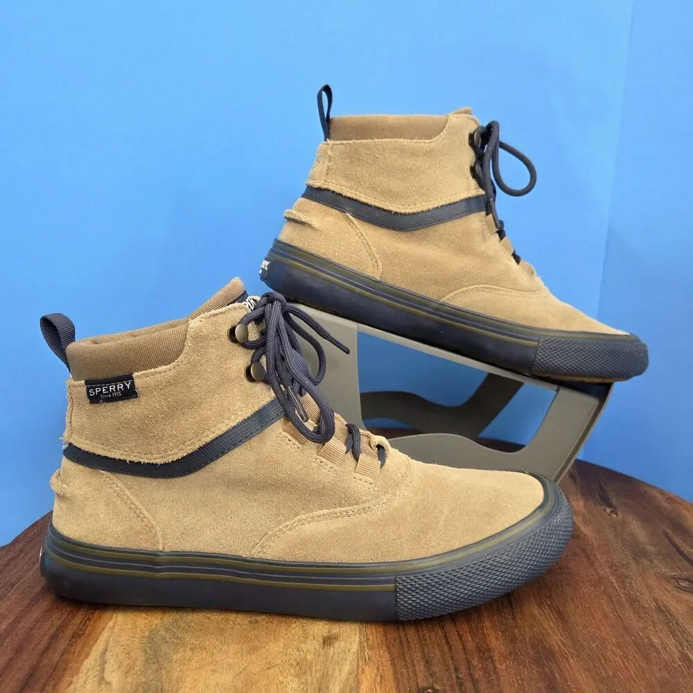 Sperry Striper Storm Sneaker Hightop Tan Suede Men's 8 Water Resistant STS21265